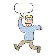 cartoon terrified man with speech bubble N190