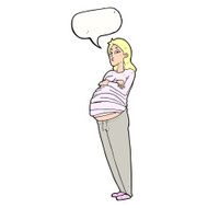 cartoon pregnant woman with speech bubble N17