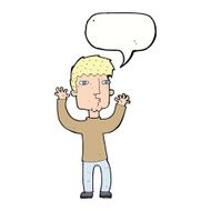 cartoon anxious man with speech bubble N9