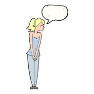 cartoon pretty woman with speech bubble N240