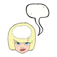 cartoon woman thinking with speech bubble N34