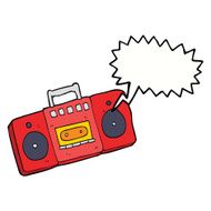cartoon radio cassette player with speech bubble N9