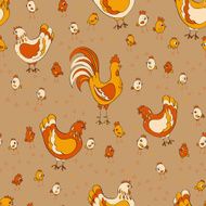 hens and chicken seamless pattern N4