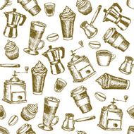 doodle coffee seamless pattern