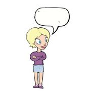 cartoon pretty woman with speech bubble N243