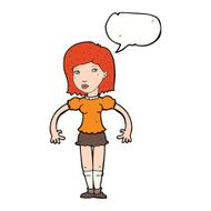 cartoon woman looking sideways with speech bubble N9