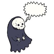 cartoon spooky ghoul with speech bubble N9