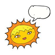 cartoon pretty sun with speech bubble N5