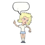 cartoon woman with idea speech bubble N220