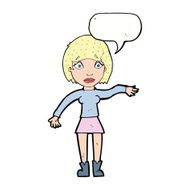 cartoon surprised woman with speech bubble N217