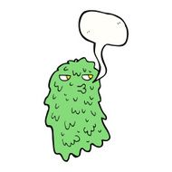 cartoon gross ghost with speech bubble N41