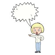 cartoon shocked woman with speech bubble N87