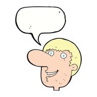 cartoon happy male face with speech bubble N17