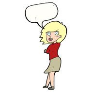 cartoon happy woman with speech bubble N224