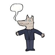 cartoon wolf with speech bubble N16