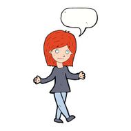 cartoon woman with no worries speech bubble N36