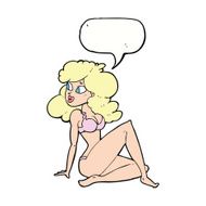 cartoon sexy woman in underwear with speech bubble N17