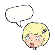 cartoon surprised female face with speech bubble N57