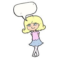 cartoon clever girl with speech bubble N9