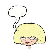 cartoon mean female face with speech bubble N9