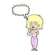 cartoon shocked woman with speech bubble N88