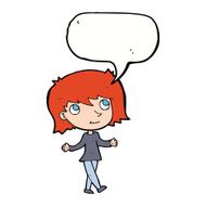 cartoon girl with no worries speech bubble N9