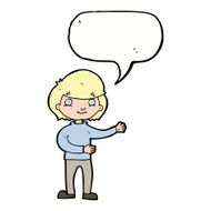 cartoon happy person with speech bubble N25