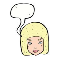 cartoon annoyed female face with speech bubble N9