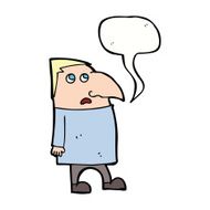 cartoon worried man with speech bubble N85