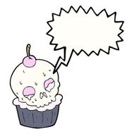 cartoon halloween cup cake with speech bubble N9