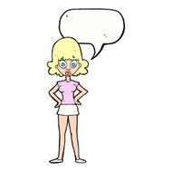 cartoon surprised woman with speech bubble N218
