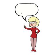 cartoon woman wearing spectacles with speech bubble N34