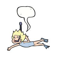 cartoon swimmer with snorkel speech bubble N9