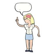 cartoon woman with clever idea speech bubble N9