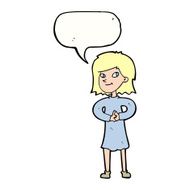 cartoon happy woman with speech bubble N225