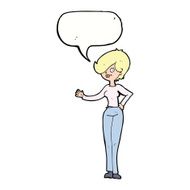 cartoon woman waving with speech bubble N301