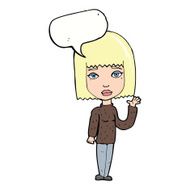 cartoon woman waving with speech bubble N302
