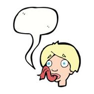 cartoon head sticking out tongue with speech bubble N9