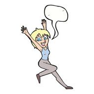 cartoon excited woman with speech bubble N117