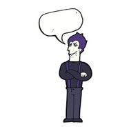 cartoon vampire with speech bubble N110