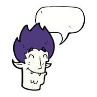 cartoon happy vampire head with speech bubble N9