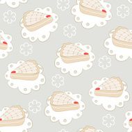 Hand drawn portion of cakes seamless pattern