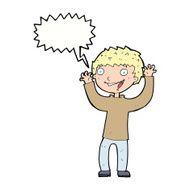 cartoon excited boy with speech bubble N126