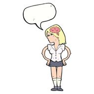 cartoon intelligent woman with speech bubble N18