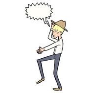cartoon fashionable man with speech bubble N9