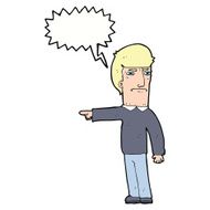 cartoon man pointing with speech bubble N175