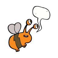 cartoon happy bee with speech bubble N17