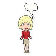 cartoon woman shrugging shoulders with speech bubble N440
