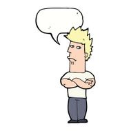 cartoon man sulking with speech bubble N9