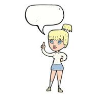 cartoon attractive girl with idea speech bubble N9